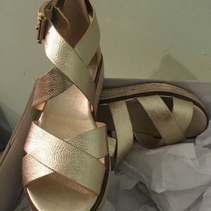 Michael Kors beautiful gold low wedge sandal
